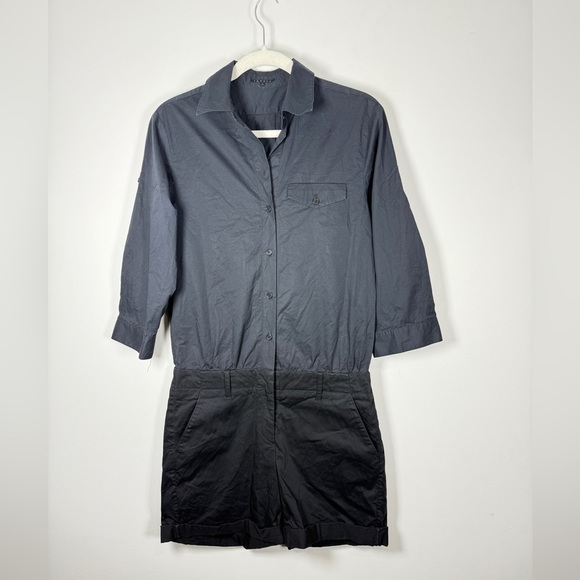 Theory Black Cotton Collared Romper Sz 6 photographer, hostess, blend - Picture 2 of 9